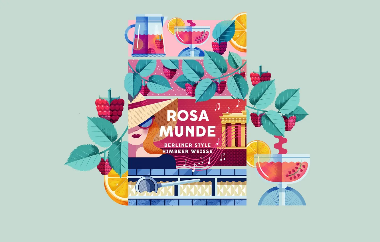 Photo wallpaper foliage, fruit, drink, pitcher, Stiegl x Beer