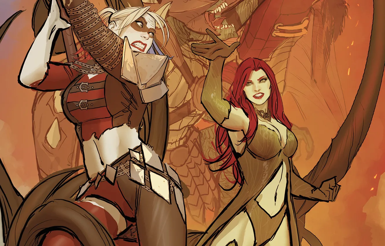 Photo wallpaper figure, blonde, artist, red, red hair, redhead, comic, redhead