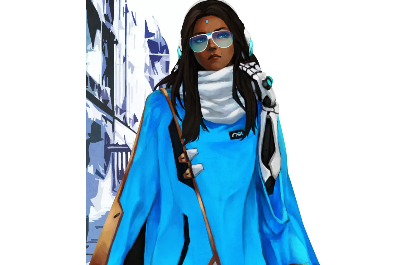Photo wallpaper girl, art, glasses, costume, Overwatch, Symmetra, Satya Vaswani