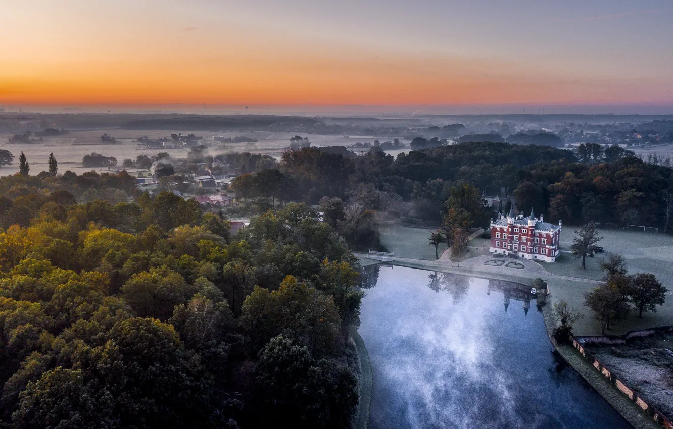 Photo wallpaper autumn, morning, Szałsza