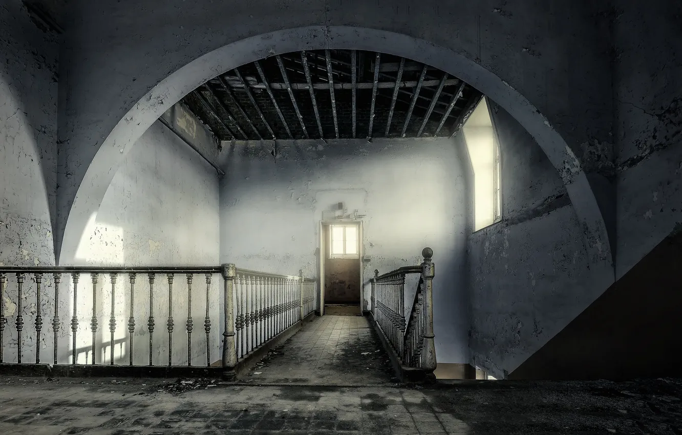 Photo wallpaper wall, the door, ladder