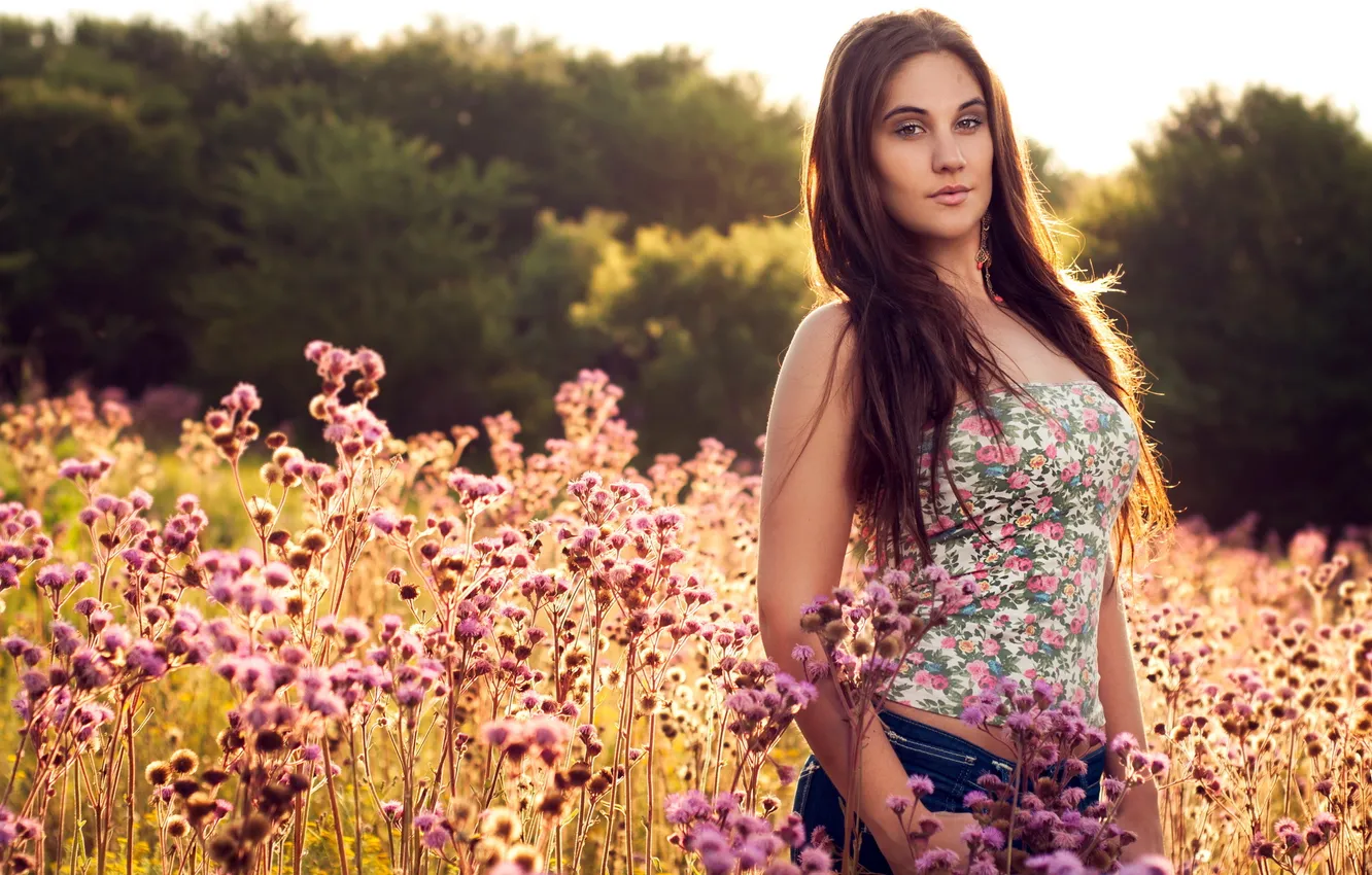 Photo wallpaper summer, girl, flowers, Mikella