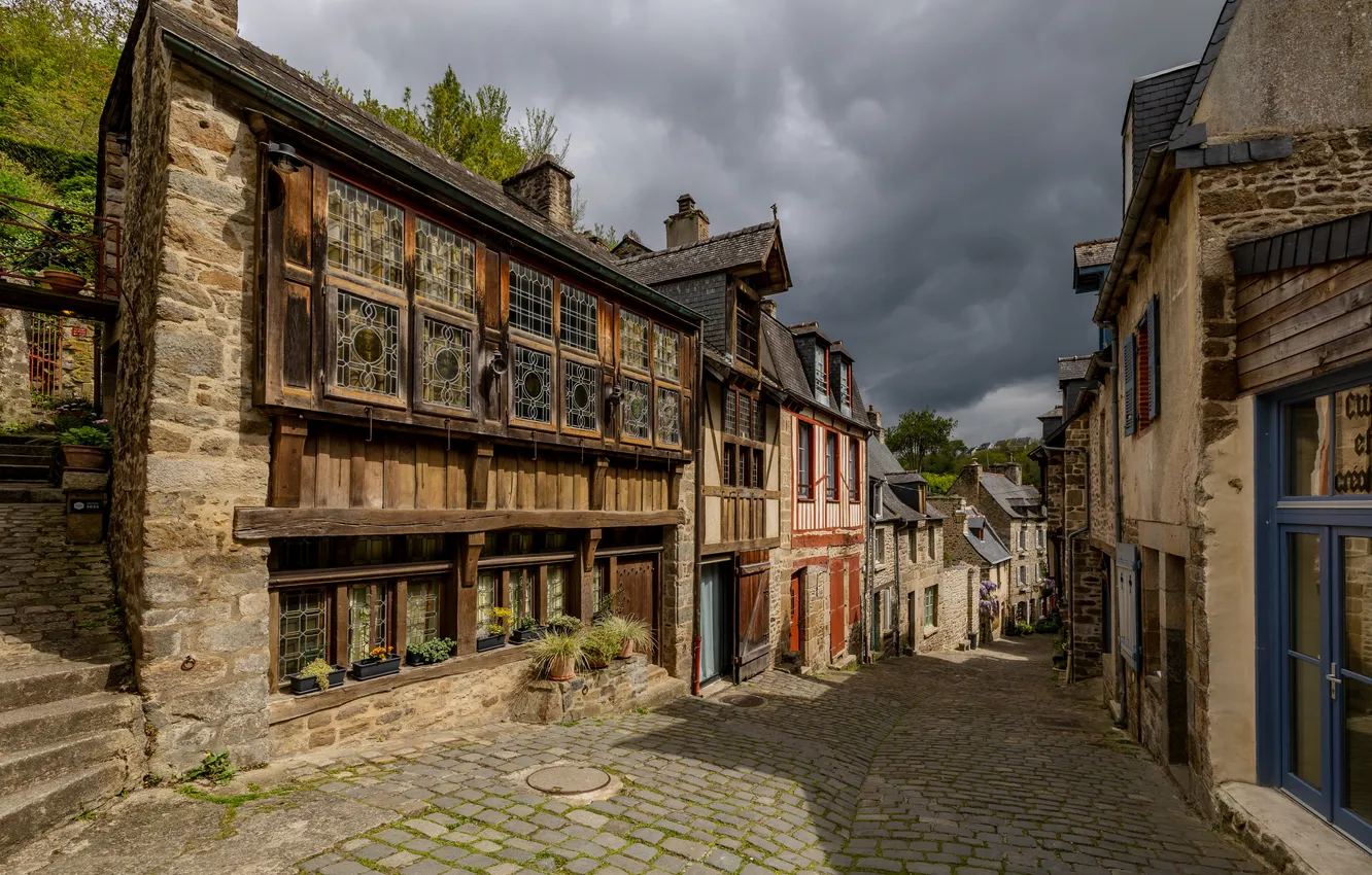 Photo wallpaper street, France, building, Dinan