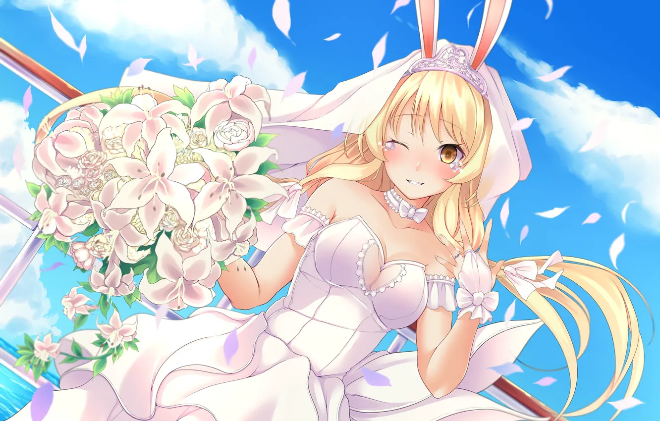 Photo wallpaper girl, Lily, bouquet, Azur Lane