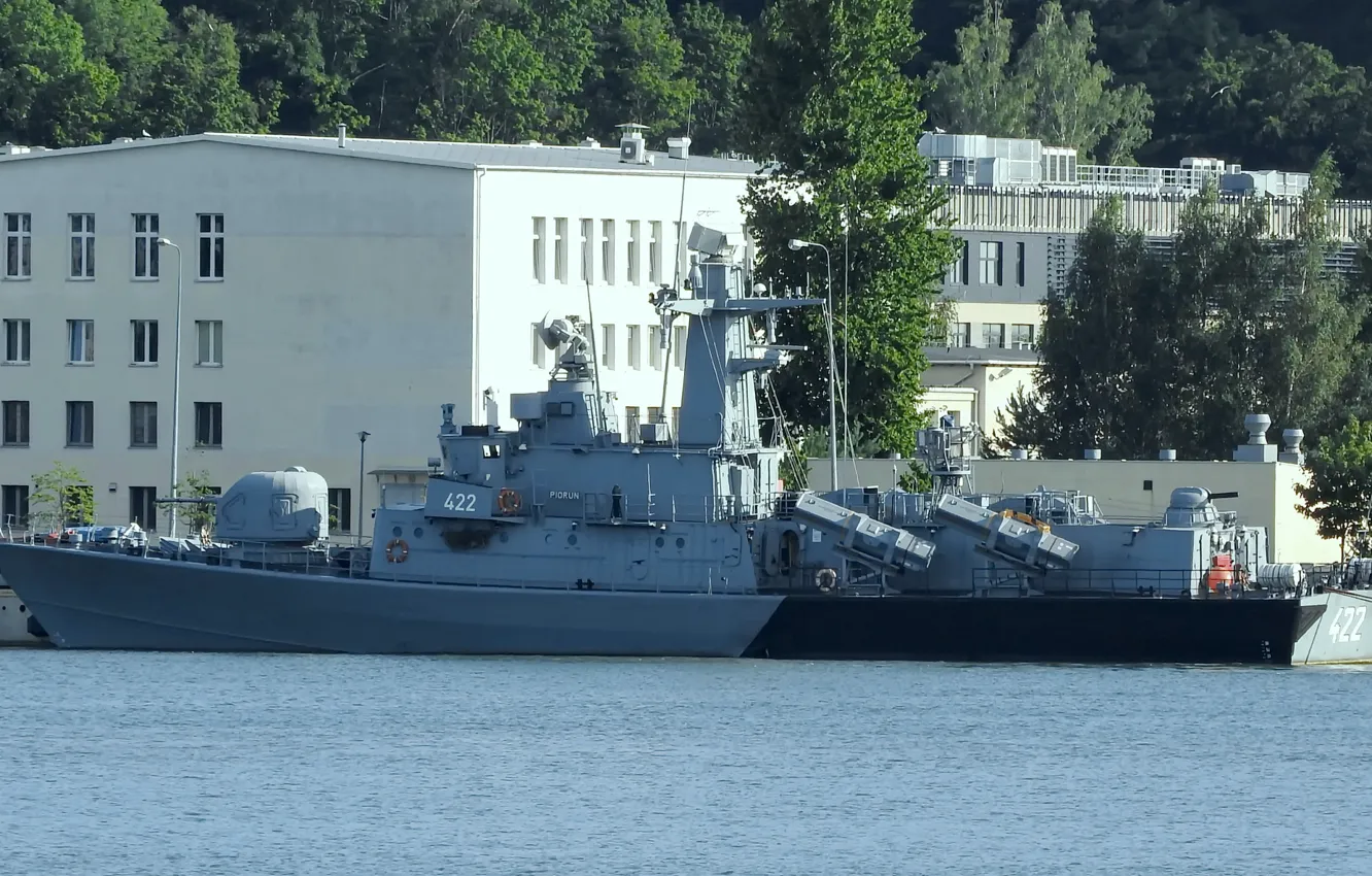 Photo wallpaper Missile boat, Of the Polish Navy, ORP Lightning