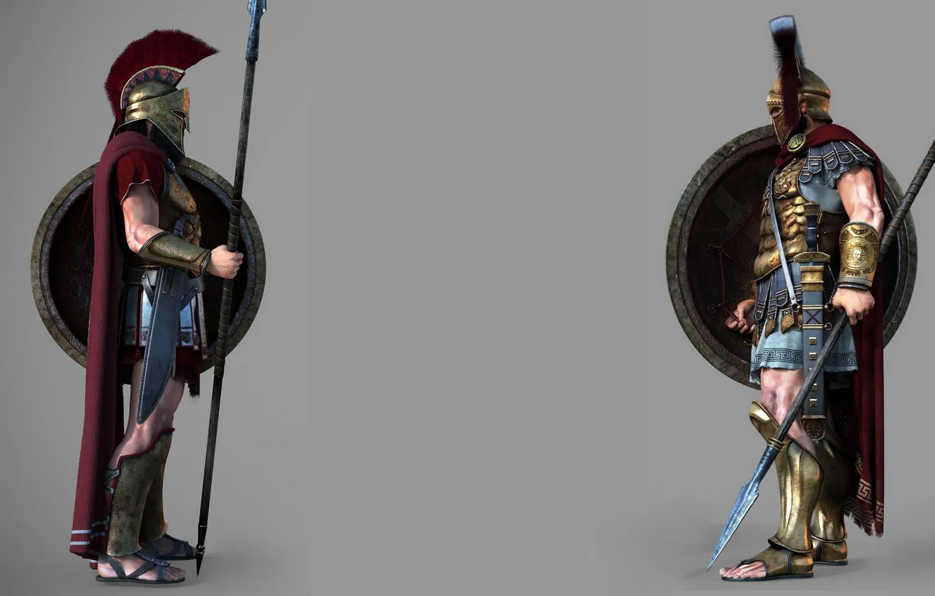 Photo wallpaper sword, armor, warrior, comb, helmet, spear, shield, antique