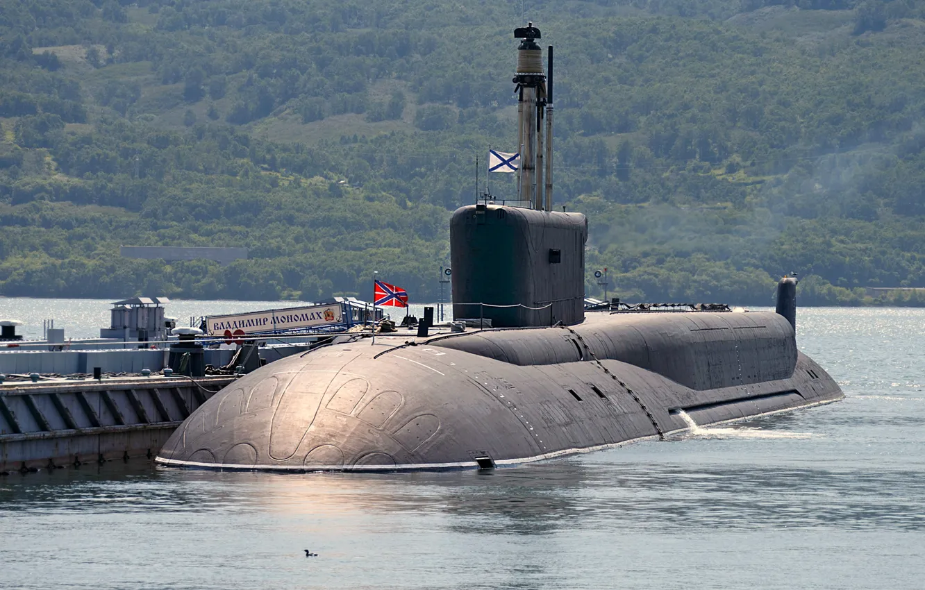 Photo wallpaper cruiser, underwater, atomic, Vladimir Monomakh