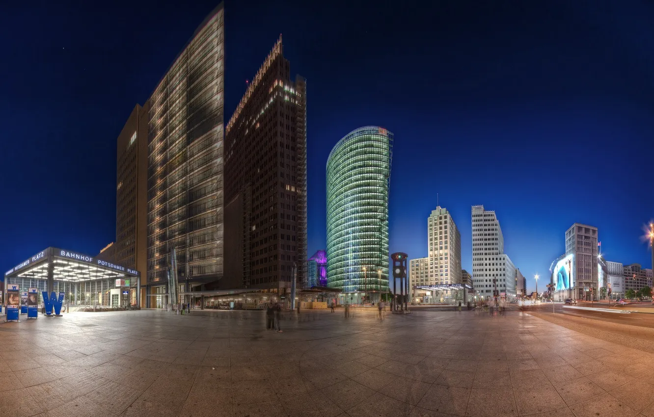 Photo wallpaper night, Germany, night, Berlin, Potsdamer Platz, Berlin Germany