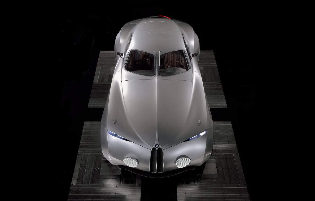 Photo wallpaper the concept car, silver, BMW, black background