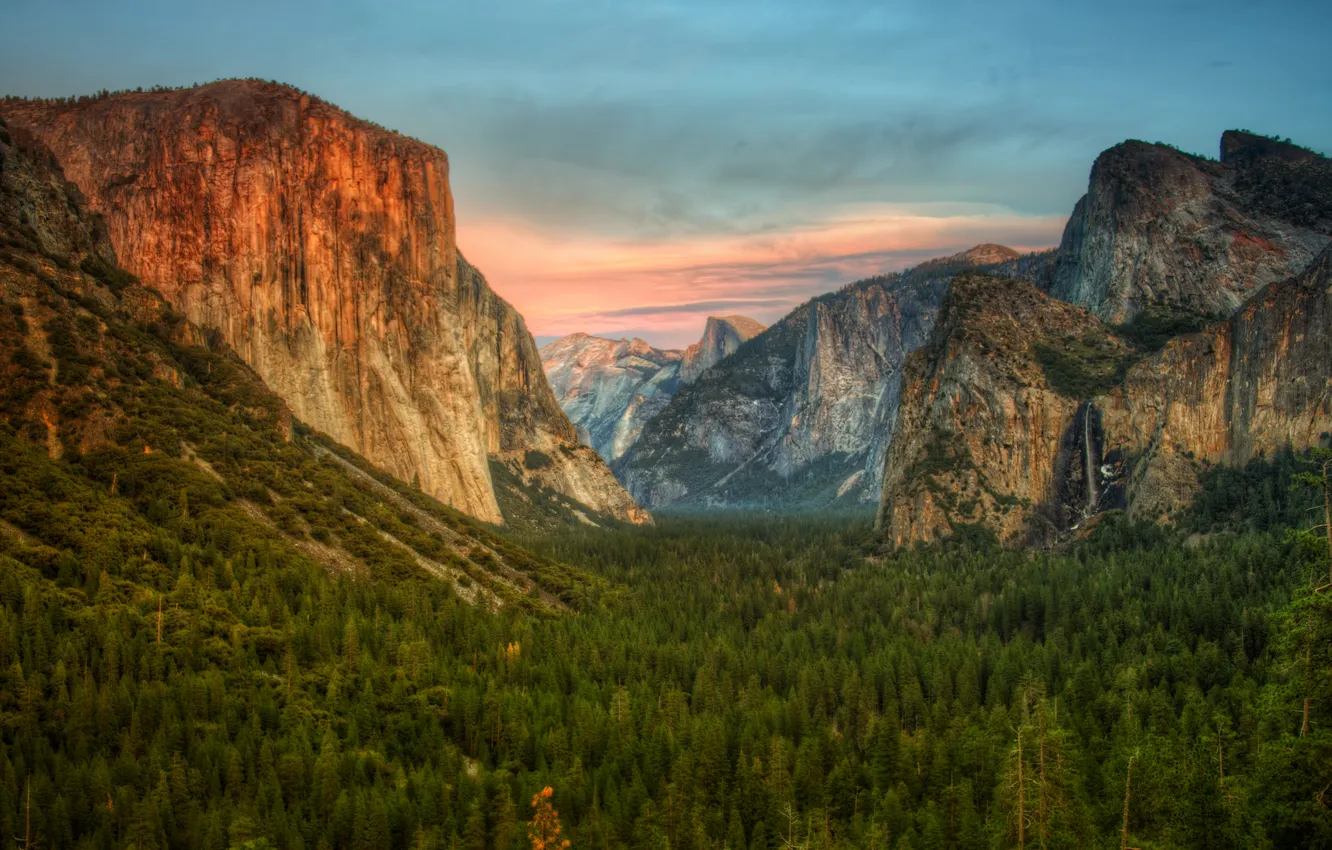Photo wallpaper mountains, Park, America, forest, Yosemite, national, Yosemite