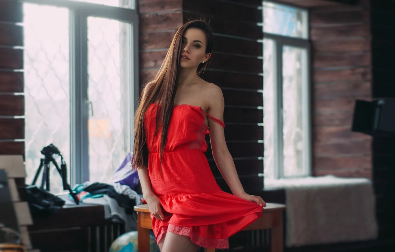 Photo wallpaper Windows, Girl, dress, shoulders, Sasha Rusko