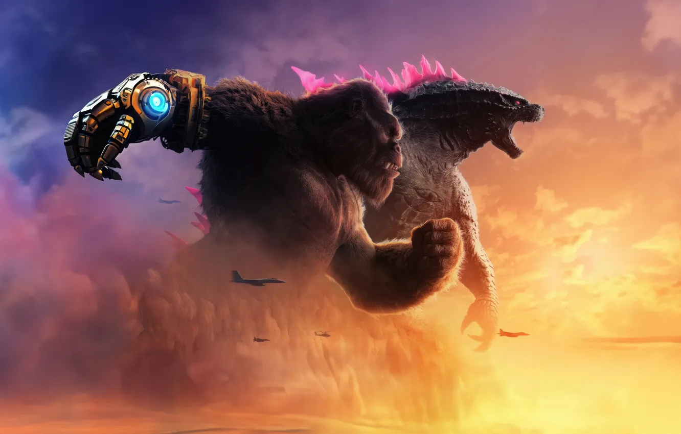 Photo wallpaper fiction, poster, Godzilla x Kong: The New Empire, Godzilla and Kong: The New Empire