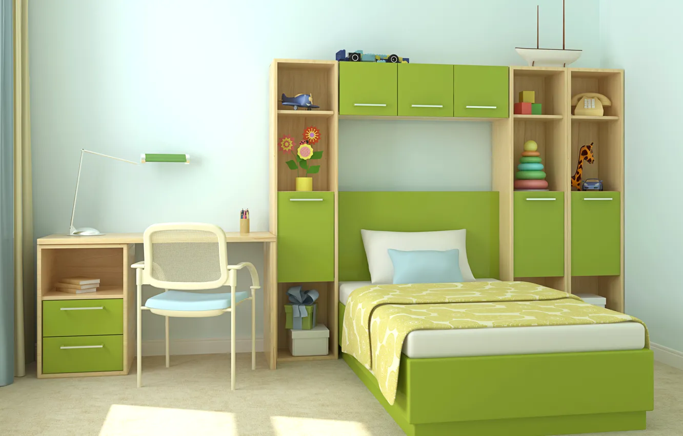 Photo wallpaper design, photo, bed, chairs, interior, children's
