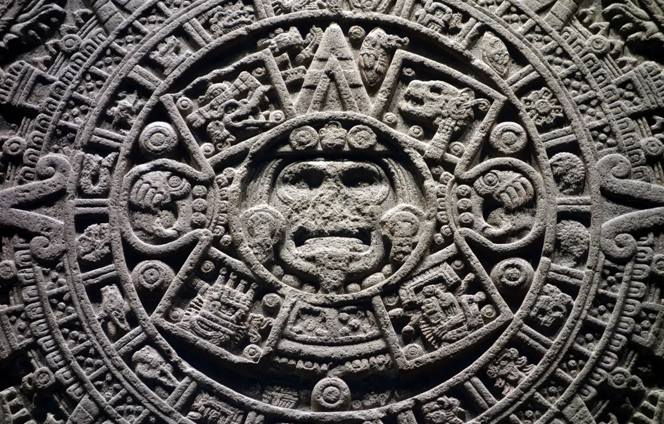 Photo wallpaper round, the Aztecs, calendar, Shem
