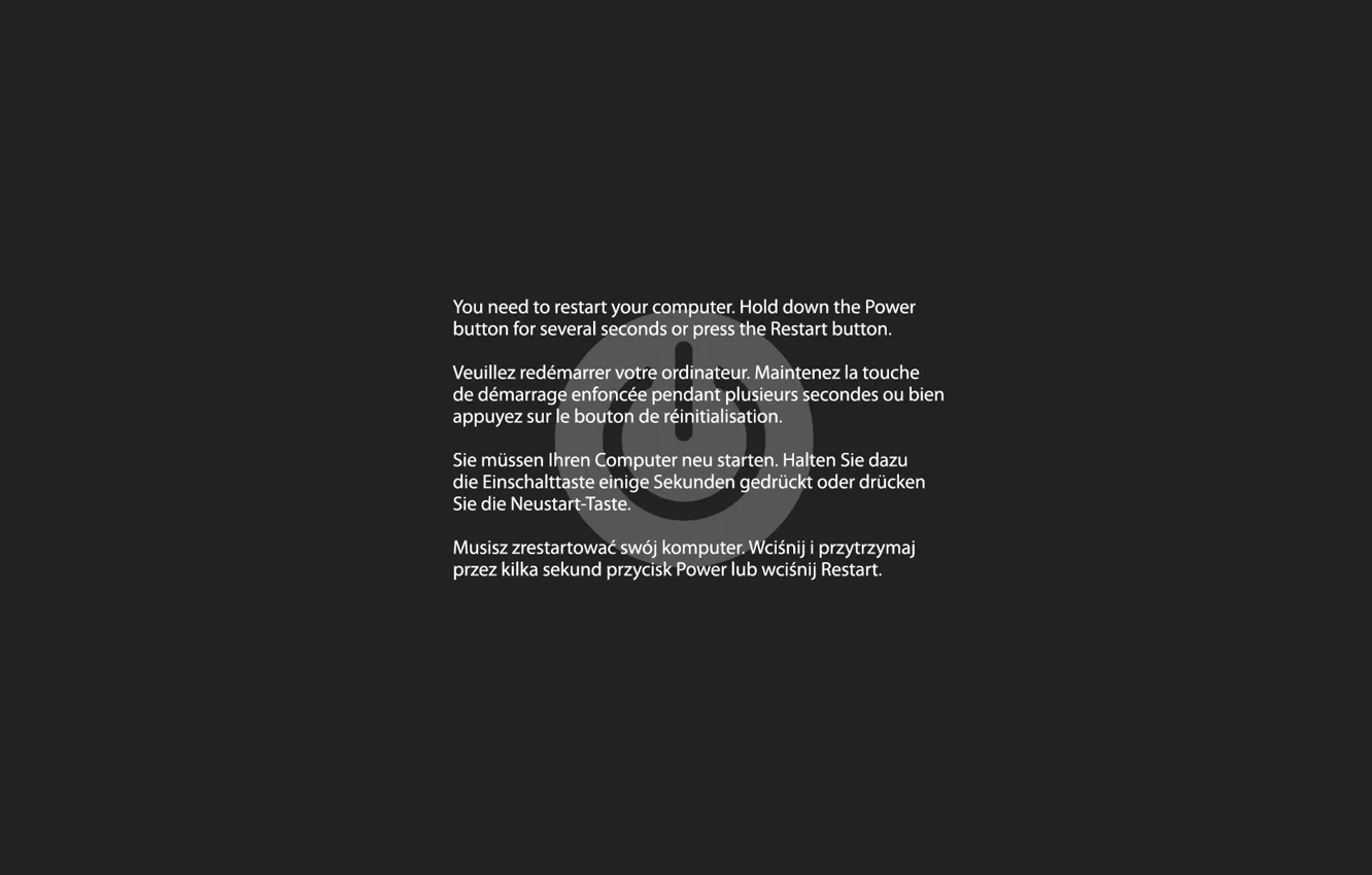 Photo wallpaper grey, the inscription, Kernel panic, restart, reboot, Mac OS X