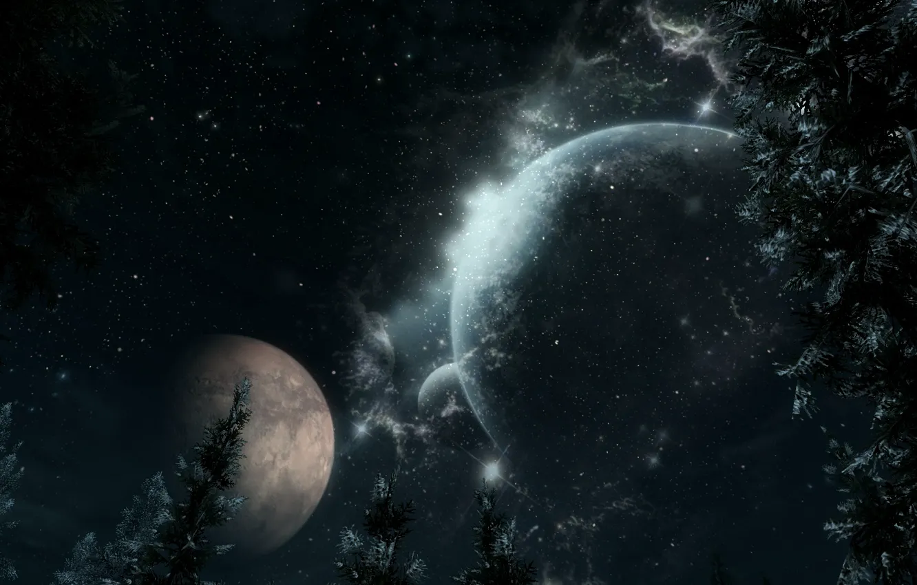 Photo wallpaper the sky, night, Skyrim