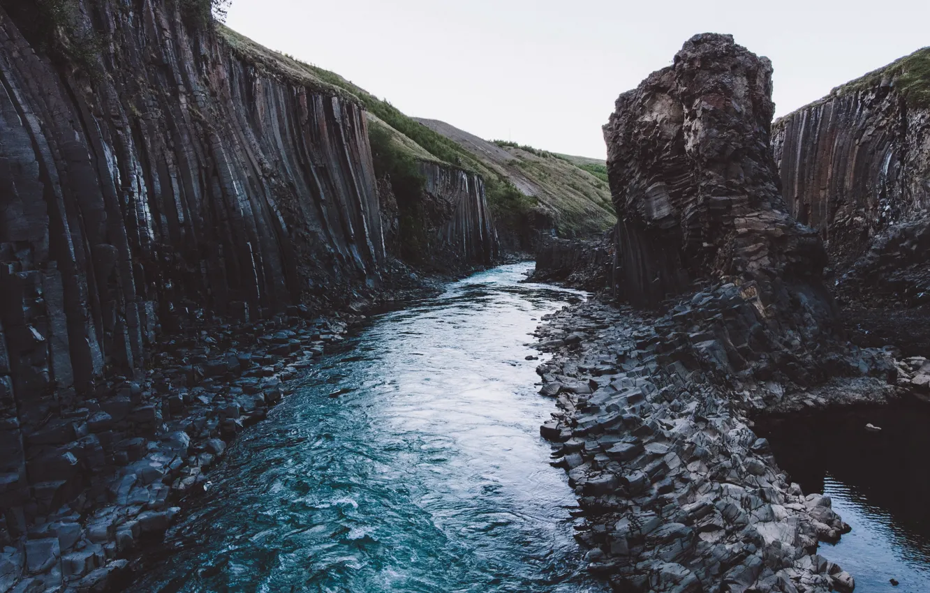 Photo wallpaper nature, river, Iceland, Stuðlagil Canyon