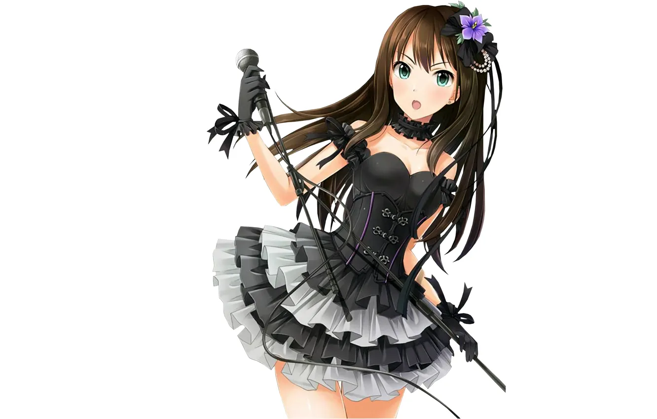 Photo wallpaper girl, sexy, cleavage, long hair, dress, boobs, anime, beautiful