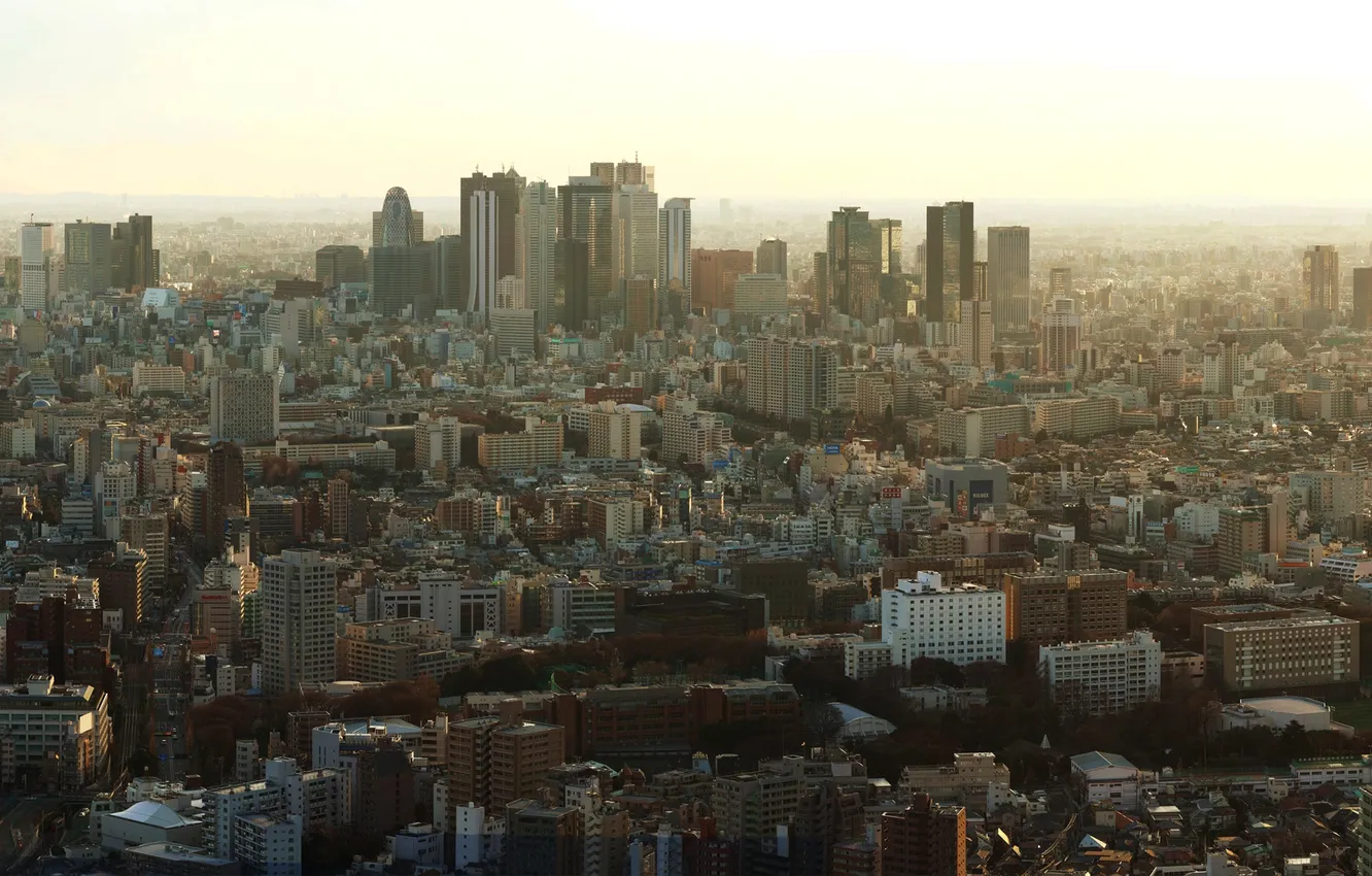 Photo wallpaper the sky, home, morning, Japan, Tokyo, panorama