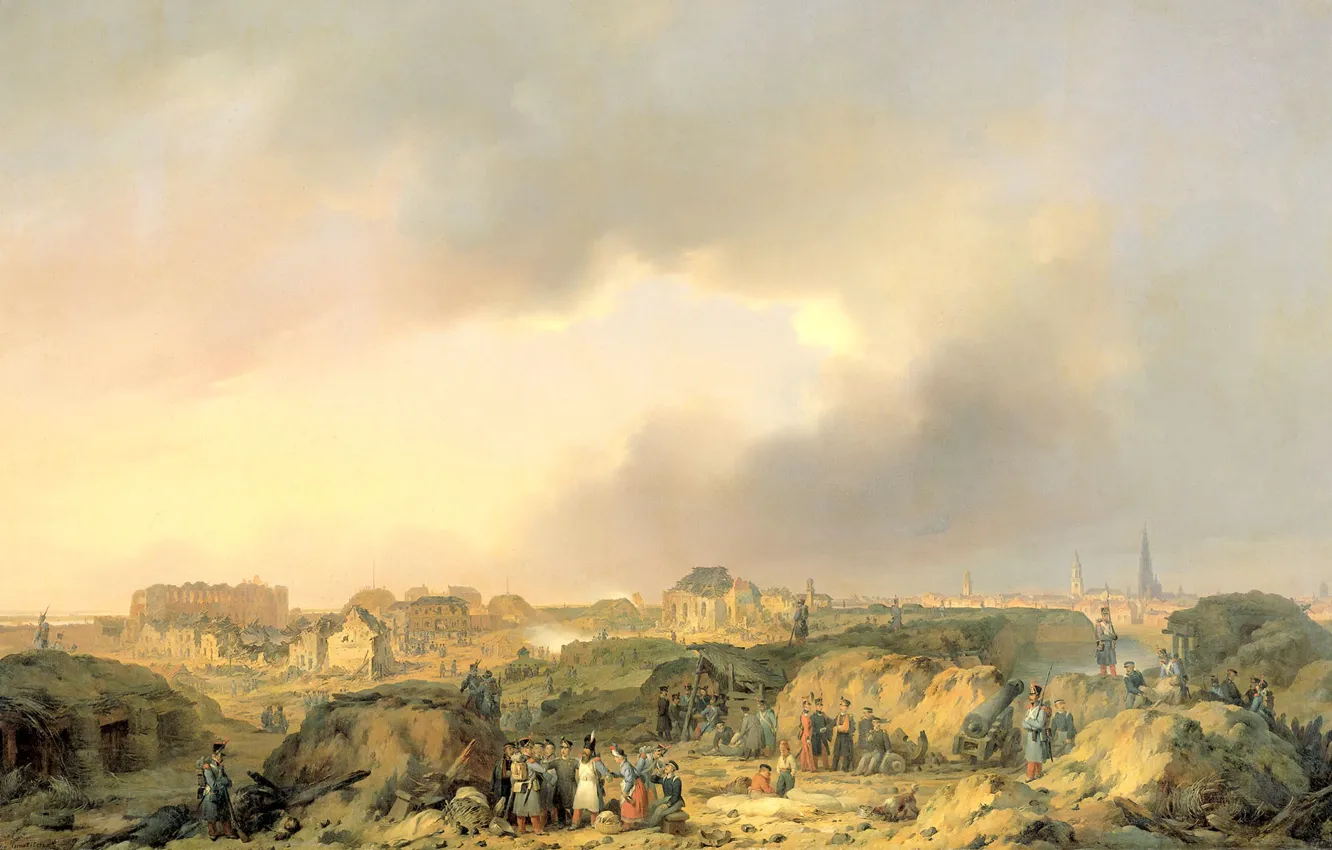 Photo wallpaper landscape, picture, Ferdinand de Bracelet, The Citadel Of Antwerp, Shortly After The Siege