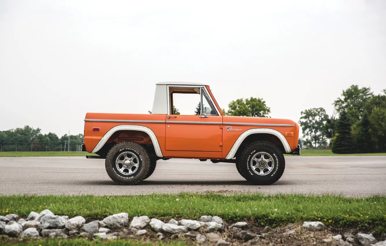 Photo wallpaper orange, Ford, side view, Bronco, Half Cab