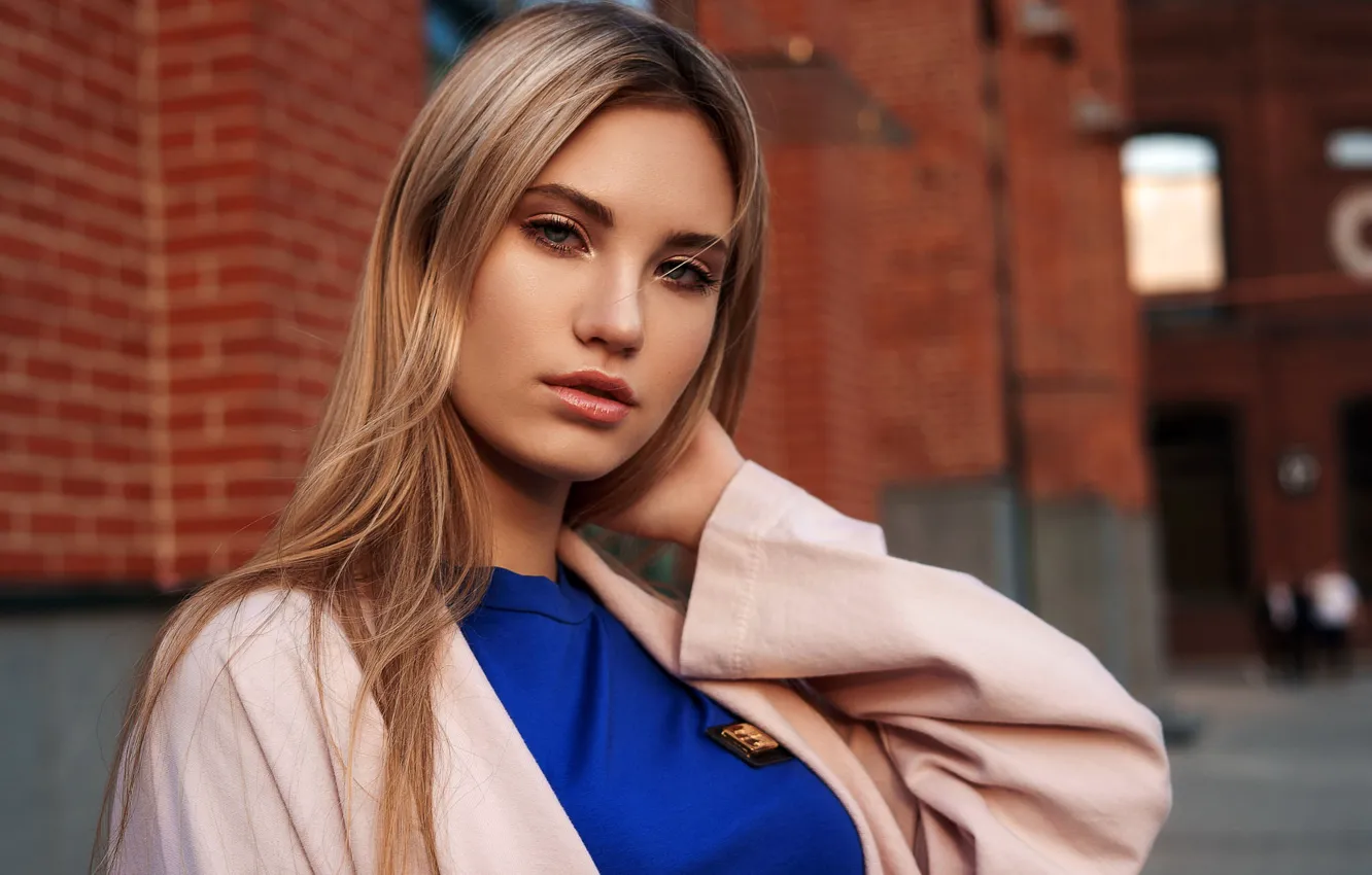 Photo wallpaper look, pose, model, portrait, makeup, hairstyle, beauty, bokeh