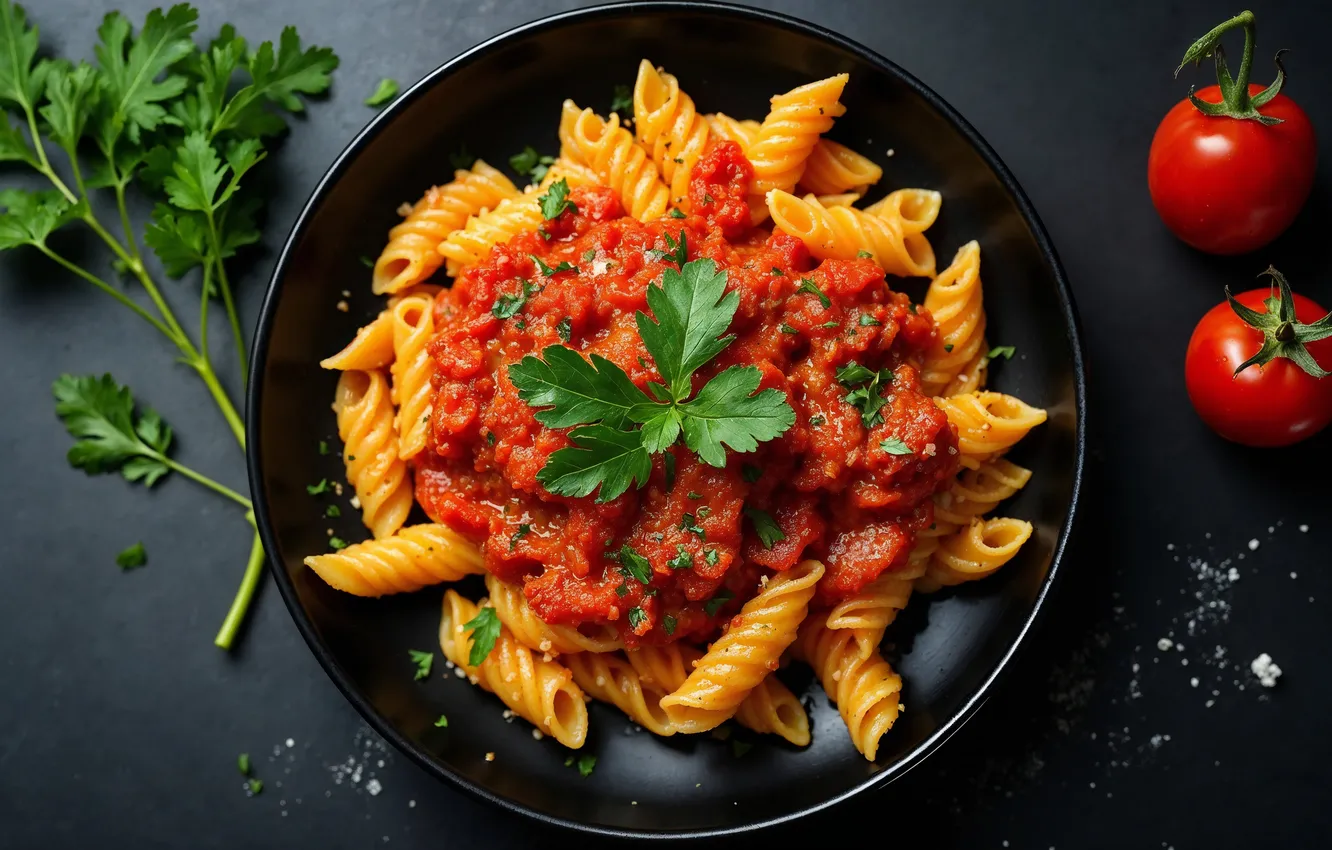 Photo wallpaper tomatoes, sauce, pasta, Penn