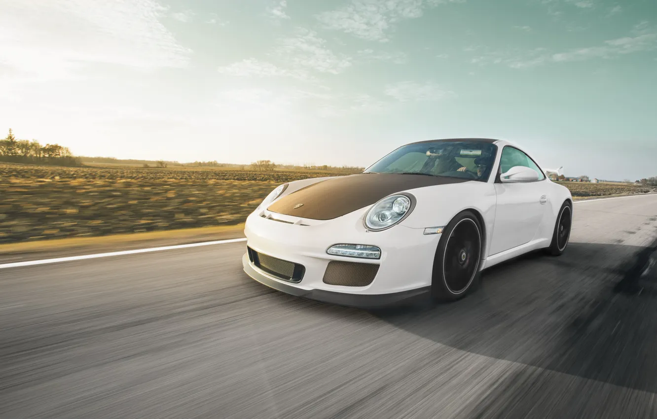 Photo wallpaper road, white, 911, Porsche, white, sports car, Porsche, GT3