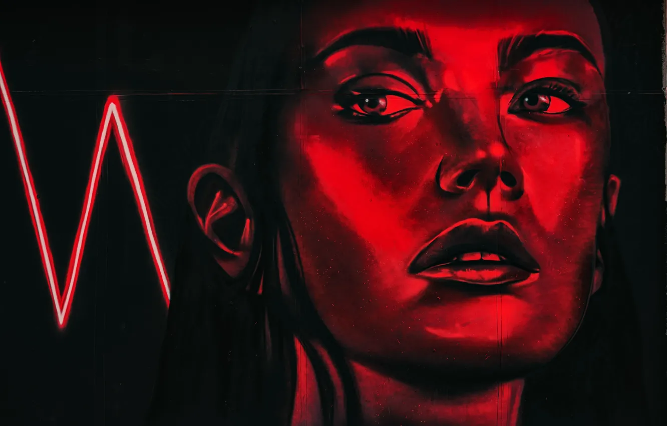Photo wallpaper red, face, street art