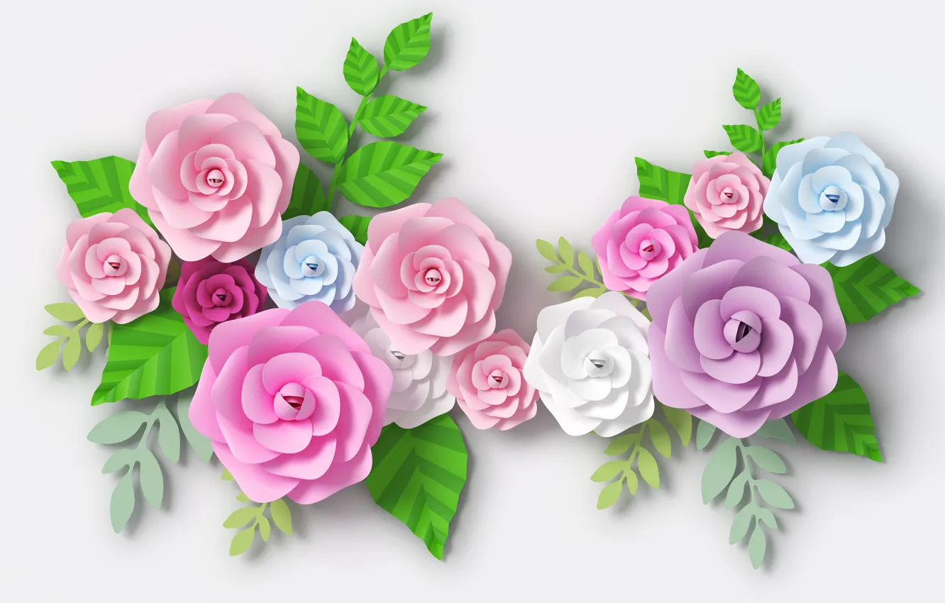 Photo wallpaper flowers, paper, background