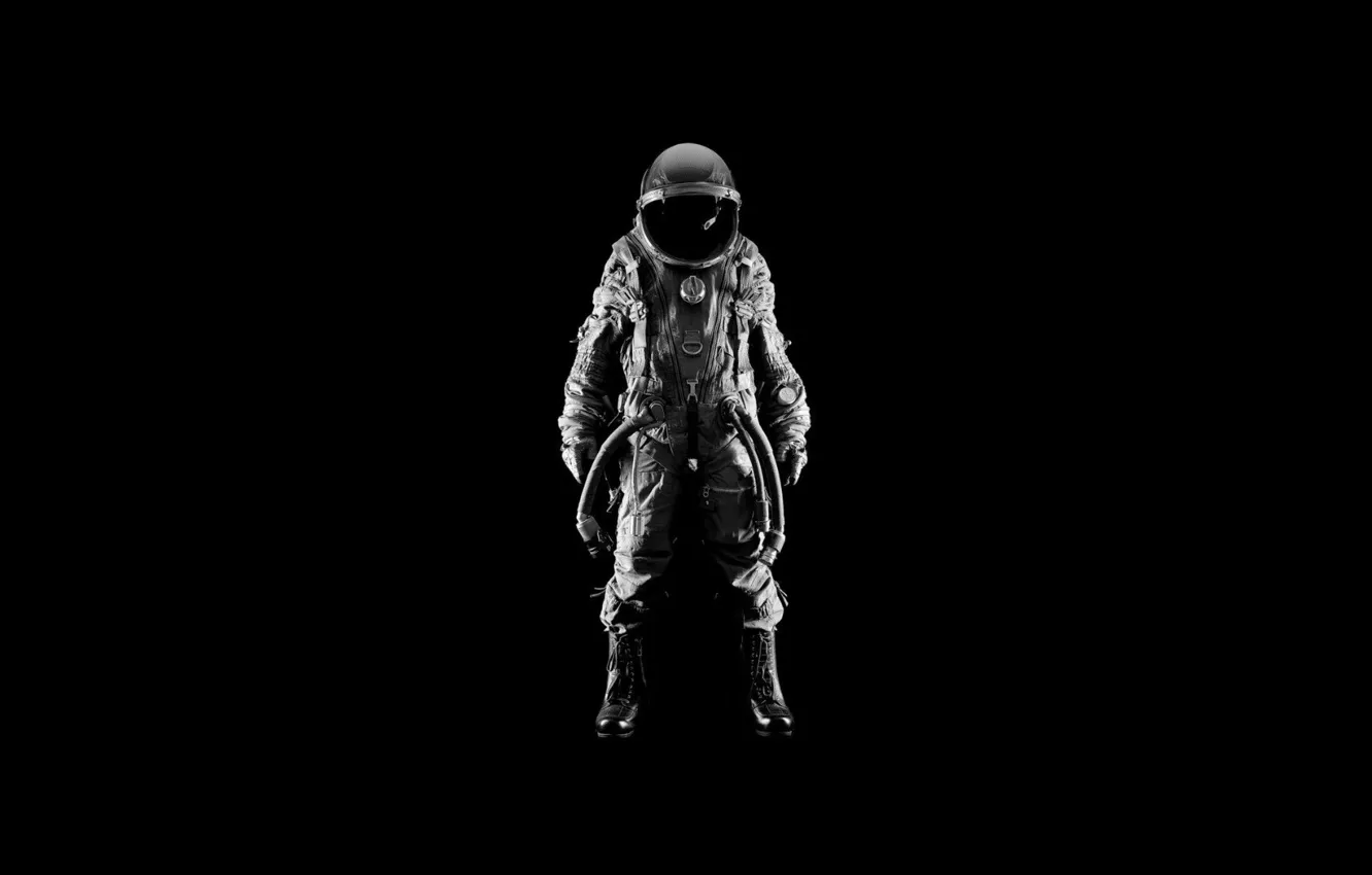 Photo wallpaper background, black, minimalism, the suit, black, astronaut, helmets, astronauts