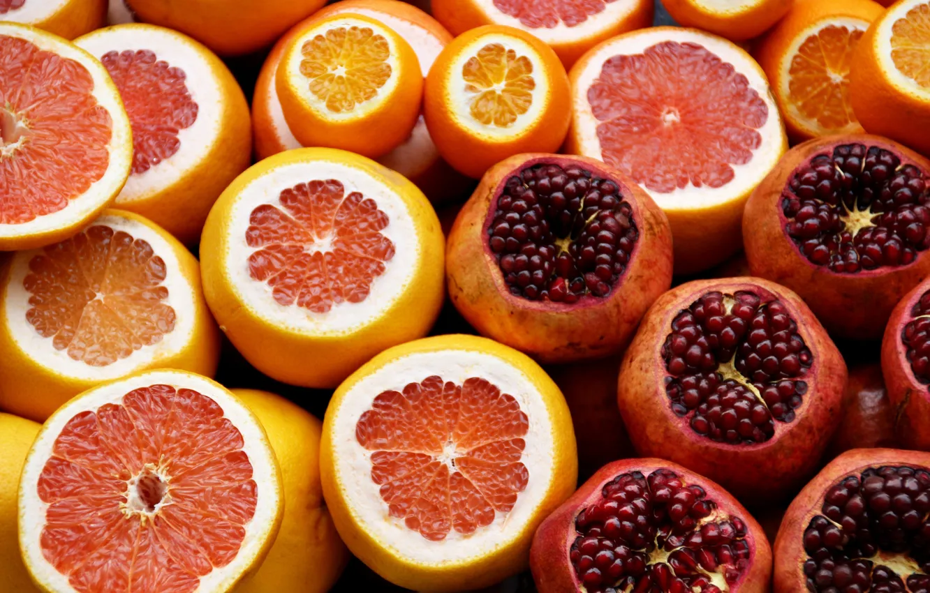 Photo wallpaper fruit, grapefruit, garnet