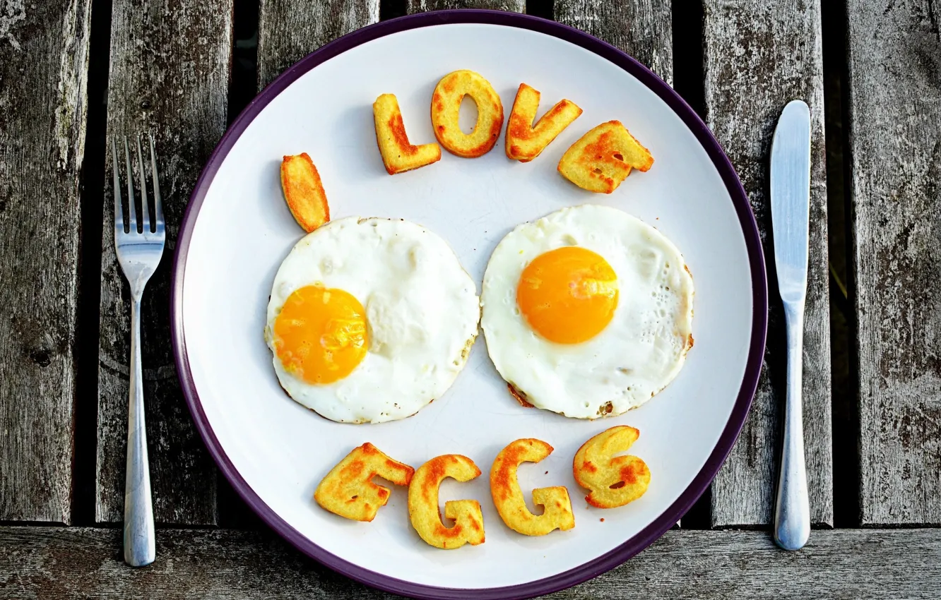 Photo wallpaper the inscription, widescreen, Wallpaper, food, eggs, knife, wallpaper, plug
