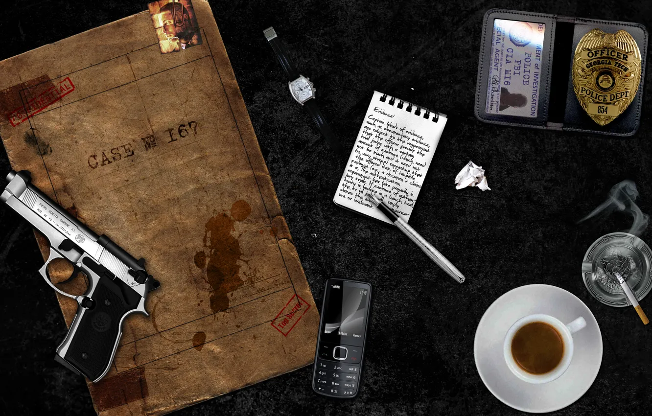 Photo wallpaper gun, gun, detective, Detective
