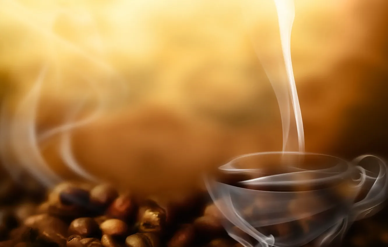 Photo wallpaper coffee, coffee beans, smoke