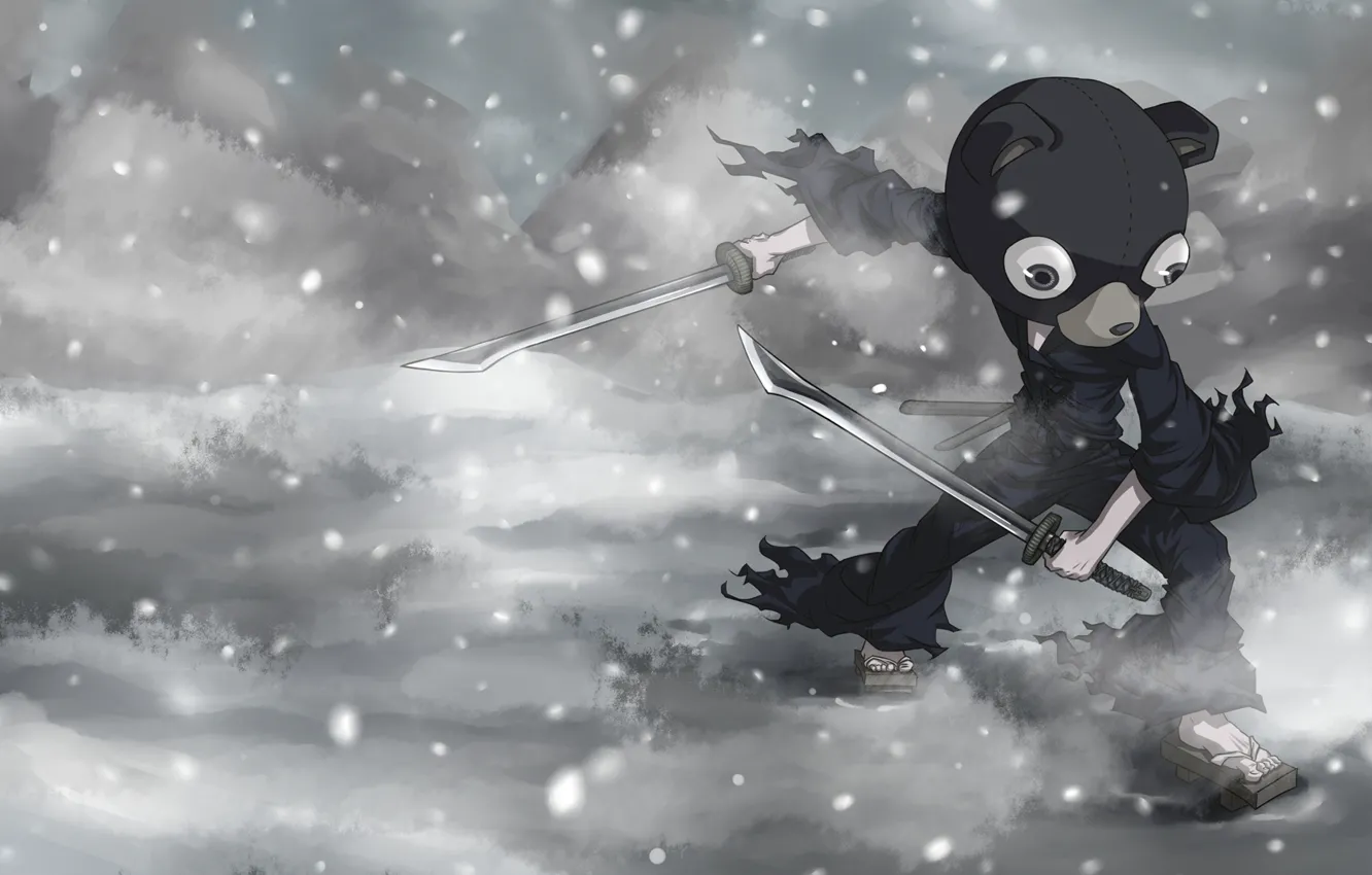 Photo wallpaper snow, weapons, anime, art, Kuma Sig by