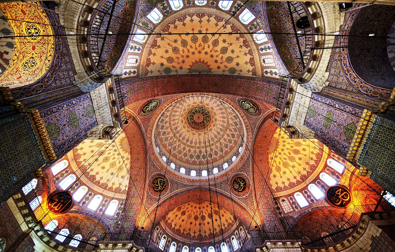 Photo wallpaper pattern, paint, mosque, architecture, the dome, religion