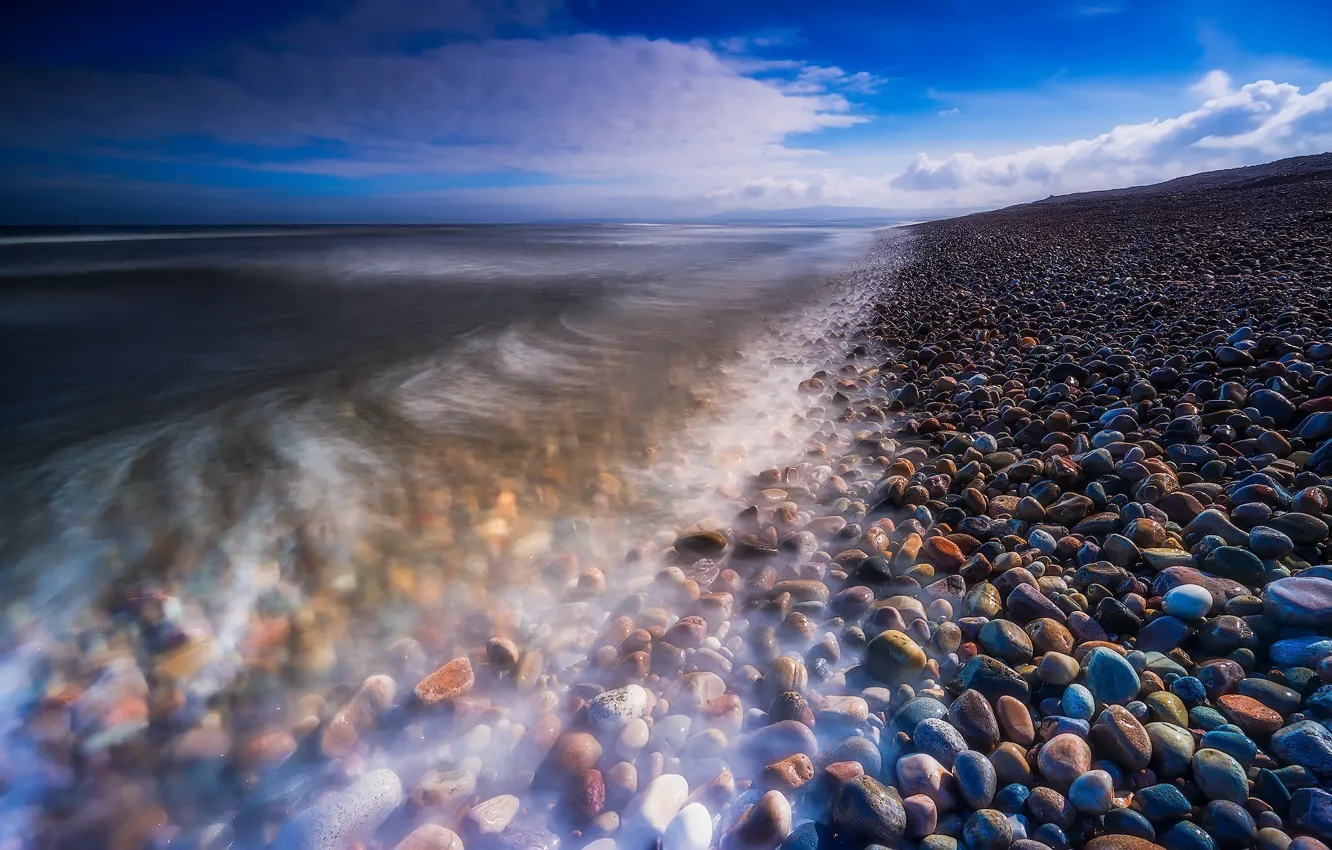 Photo wallpaper sea, stones, shore, Scotland, United Kingdom, Spey Bay