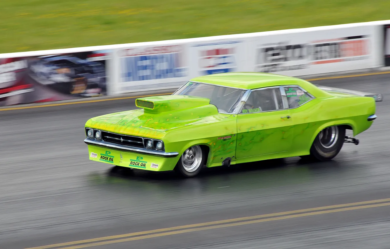 Photo wallpaper style, race, speed, track, airbrushing, muscle car, drag racing