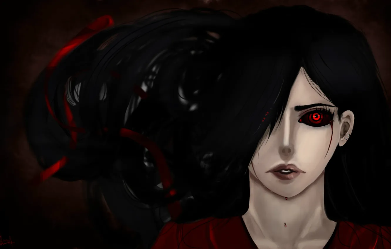 Photo wallpaper darkness, blood, witch, red eyes, black magic