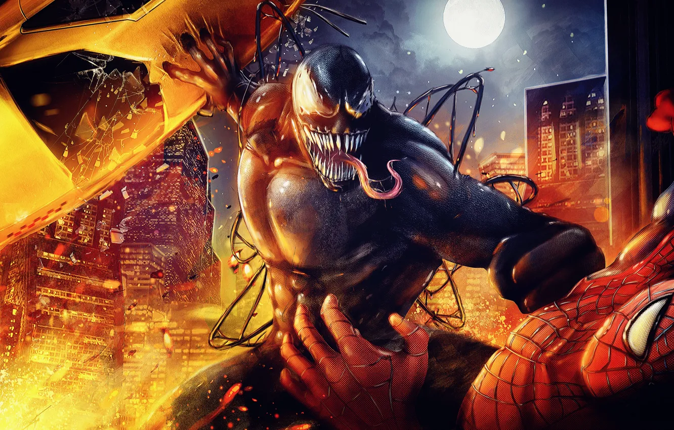 Photo wallpaper Marvel, spider-man, Venom, Venom, Spider Man