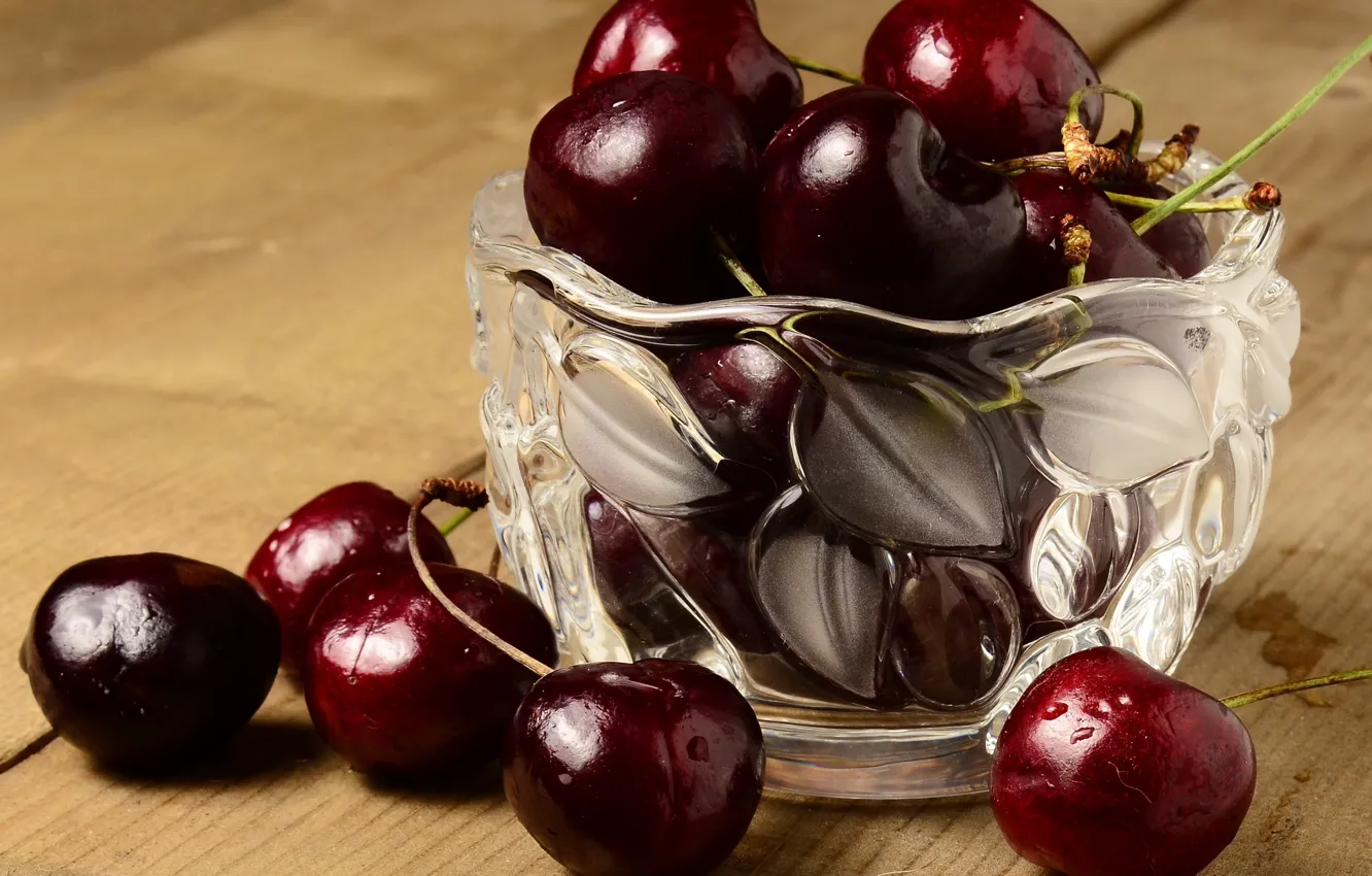 Photo wallpaper cherry, berries, food, dishes