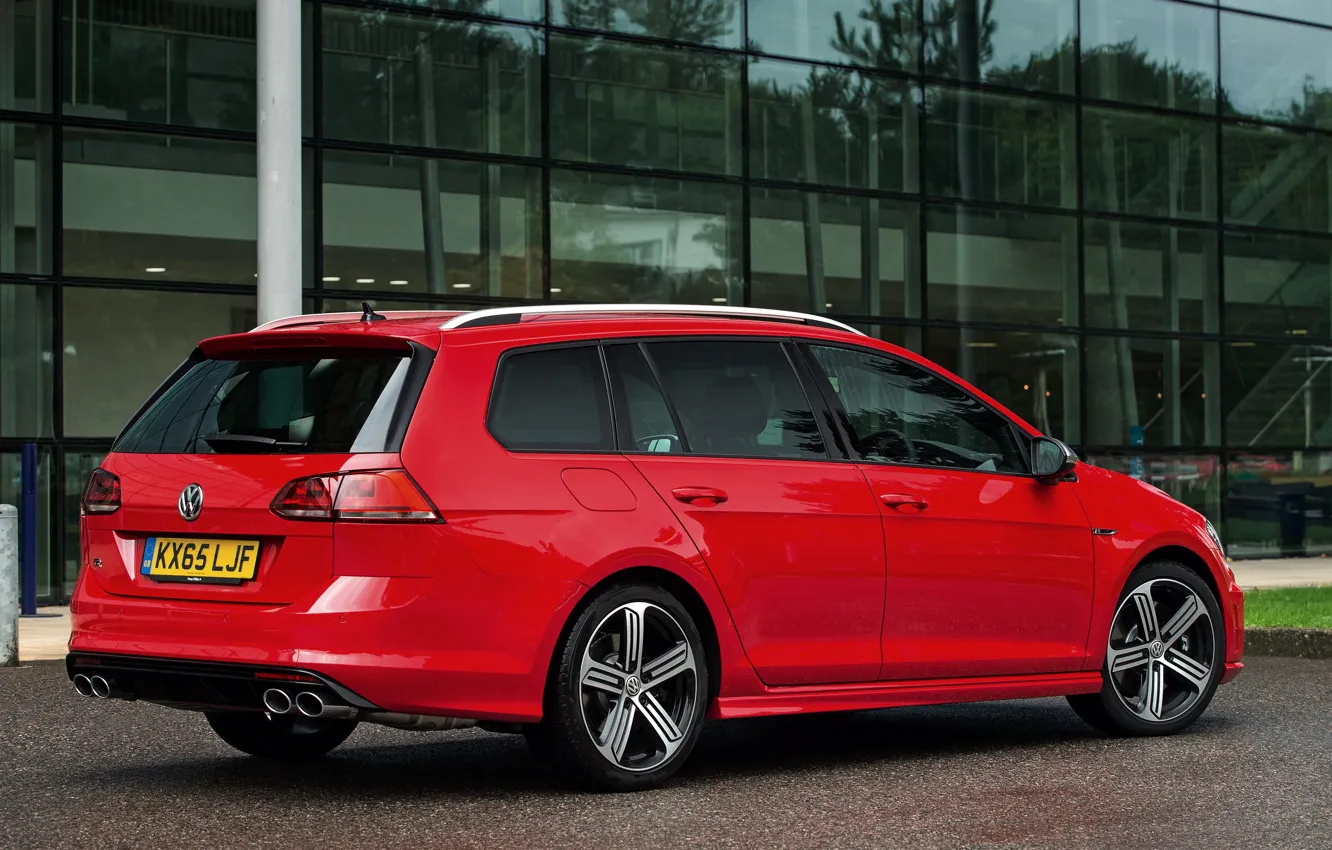 Photo wallpaper red, Volkswagen, side view, universal, 2015, Golf R Estate