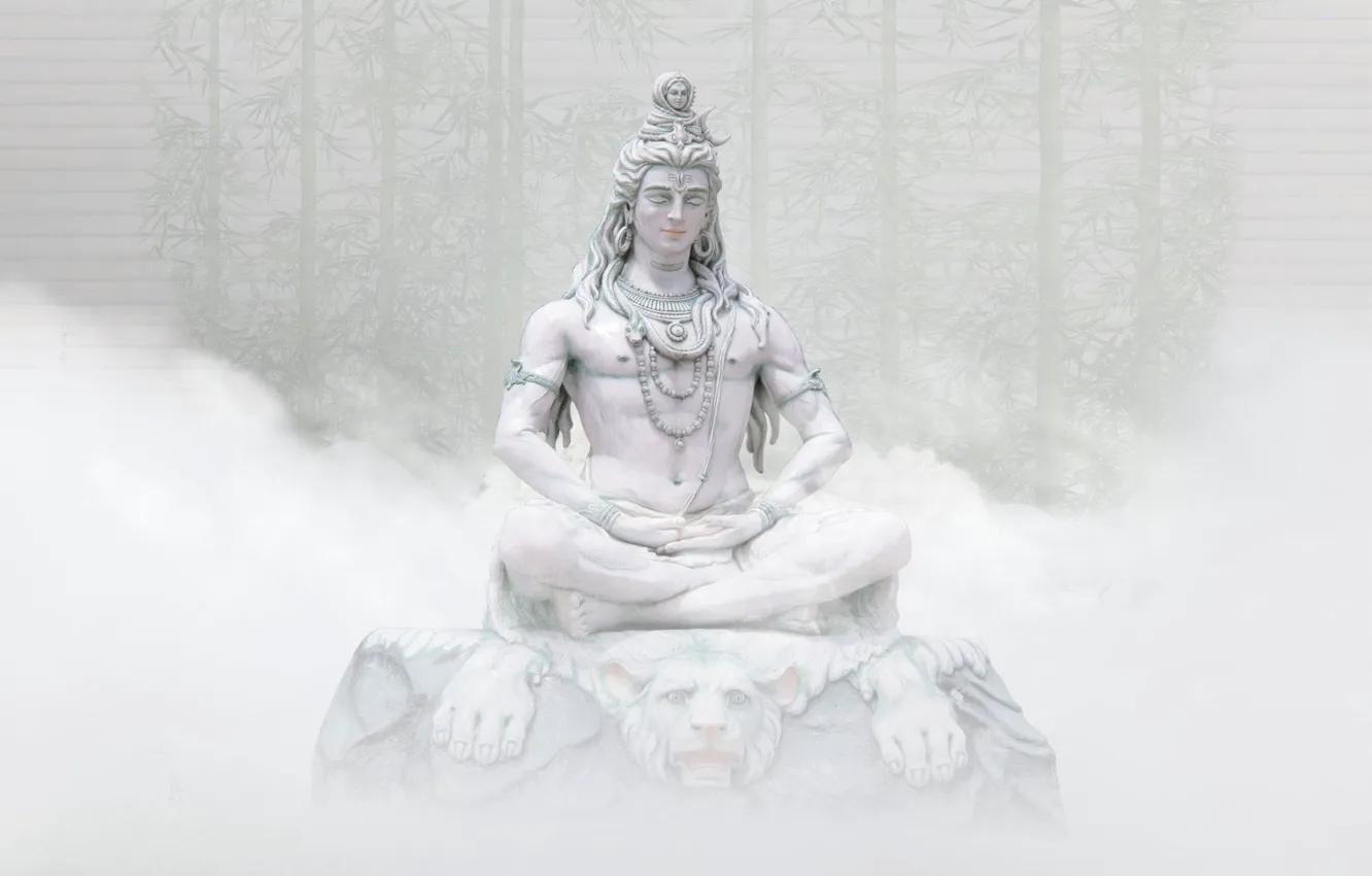 Photo wallpaper White, Statue, Shiva, White Background