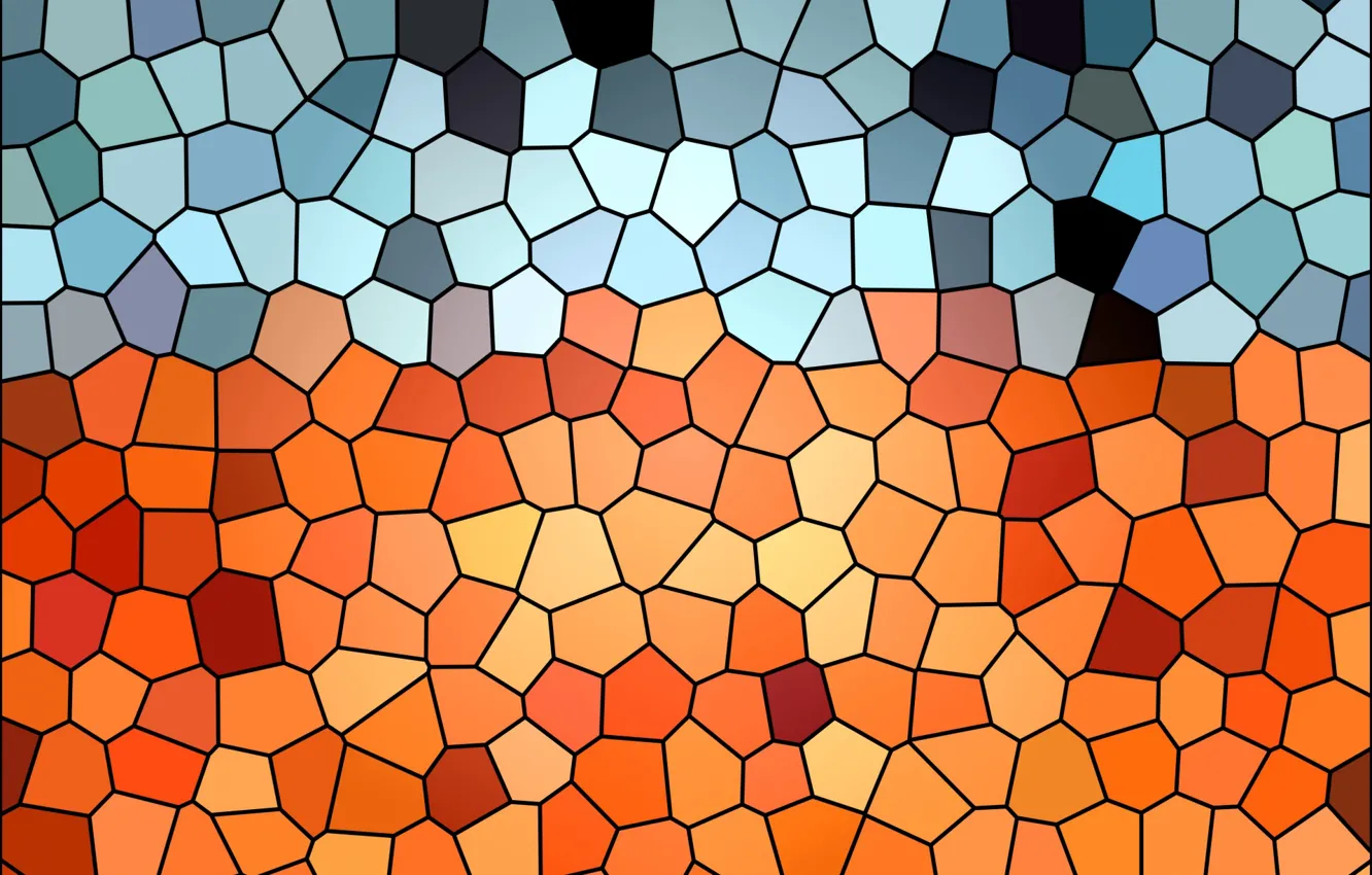 Photo wallpaper abstraction, background, blue, orange, stained glass