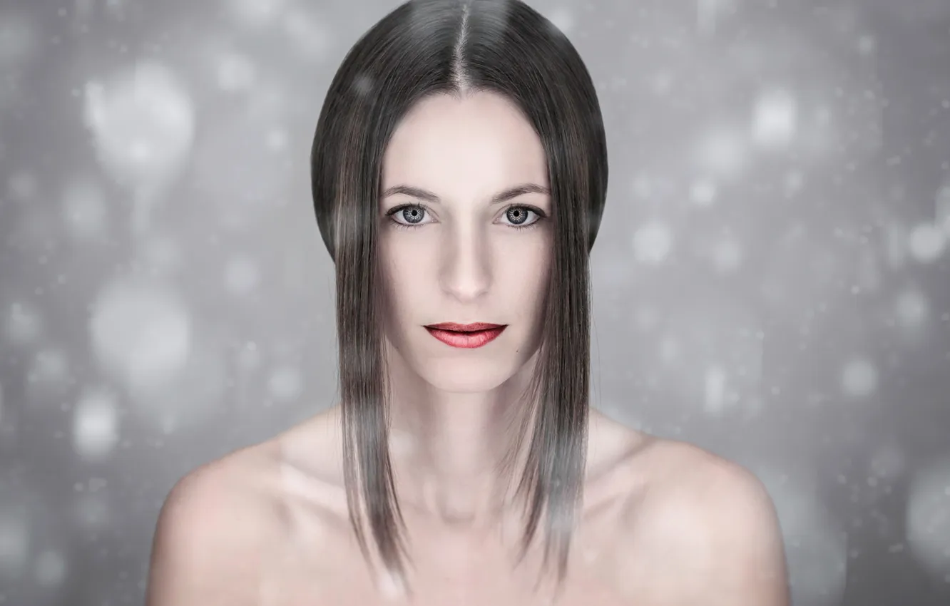 Photo wallpaper snow, portrait, makeup, Ice Queen