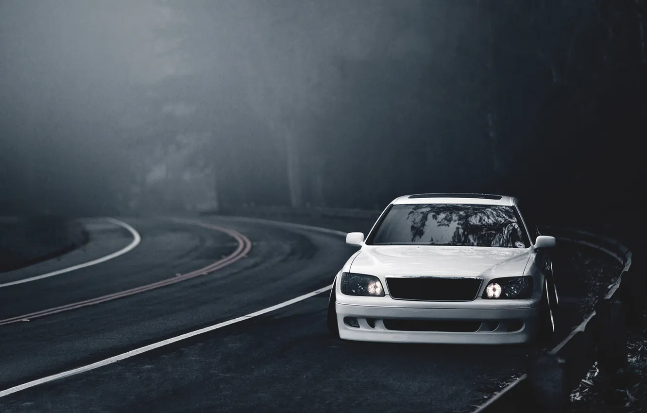 Photo wallpaper road, forest, Lexus, Lexus, ls400