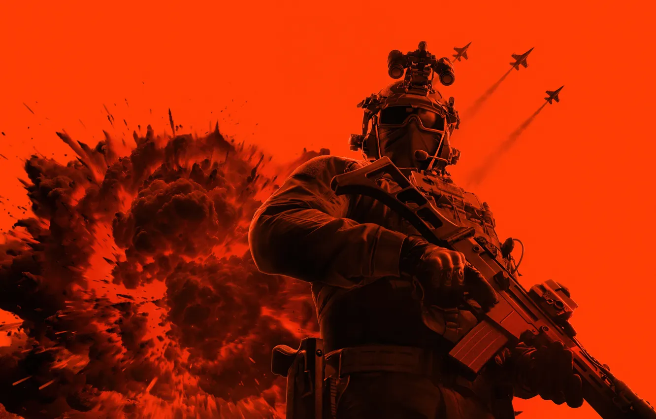 Photo wallpaper soldier, games, monochrome, orange background, Game poster, 2026 Games, Battlefield 6