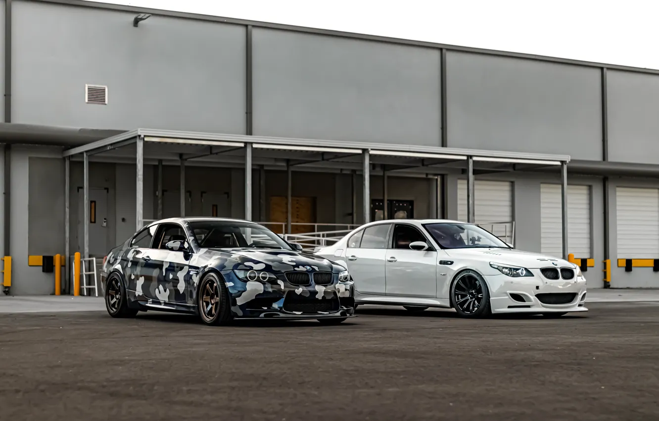 Photo wallpaper BMW, White, E92, E60, Angel eyes