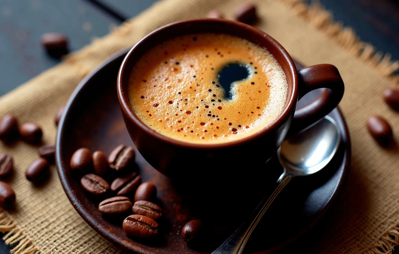 Photo wallpaper rustic, coffe, table